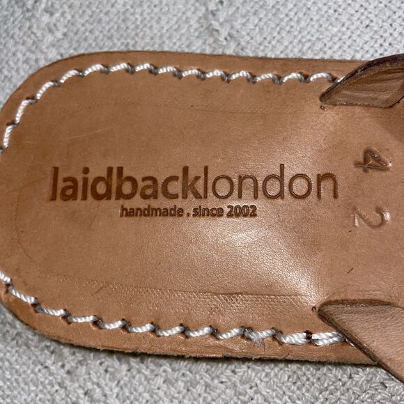 Laidback London Women’s Casual Thongs Size 42 U.S. 11 M Brown Leather Beach - Picture 2 of 12